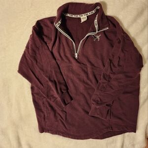 Maroon Victoria's Secret PINK Quarter Zip Sweatshirt in Medium